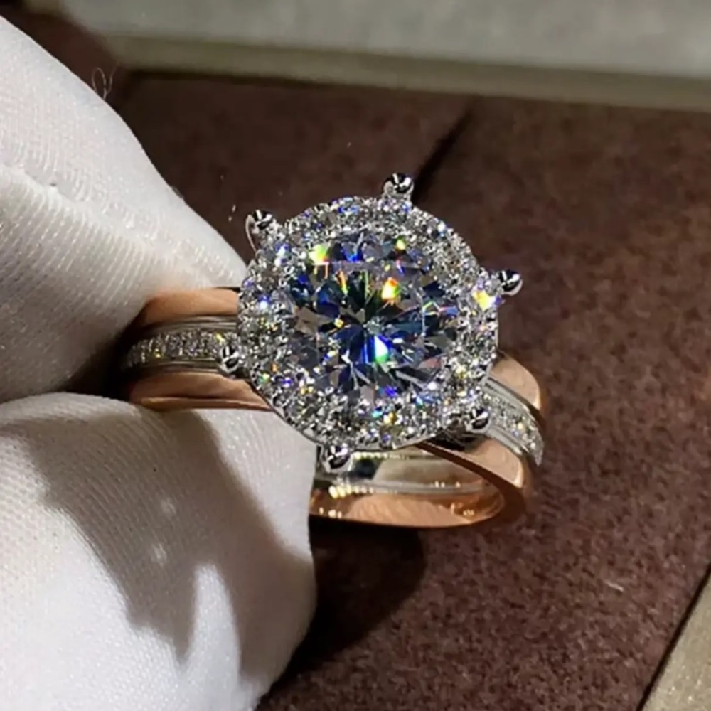 14k Yellow Gold & White Gold Vermiel Moissante Stone Size 9